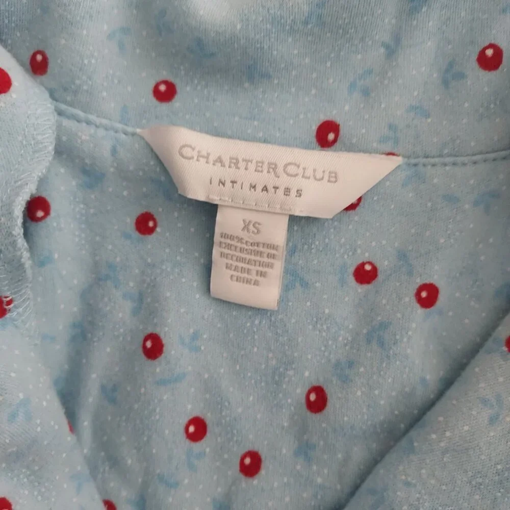 Charter Club Printed Cotton Flannel Pajama Set Size XS